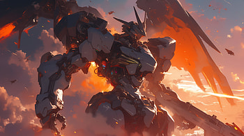 Epic Gundam Sunset Battle, Anime, Gundam, mecha, Sci Fi, anime sunset, Sci Fi Anime HD wallpaper