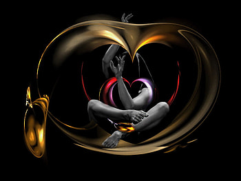 mystic journey, sexy, swirl, red, hot, girl, gold HD wallpaper