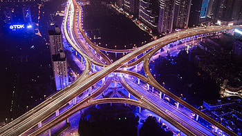 China City Lights, city lights, highways, cityscape, china, roads HD wallpaper