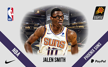 Jalen Smith, Phoenix Suns, American Basketball Player, NBA, portrait, USA, basketball, Phoenix Suns Arena, Phoenix Suns logo HD wallpaper