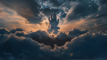 The Hand Of The Heavens, artist, artwork, art, digital-art, hand, clouds, cloud HD wallpaper