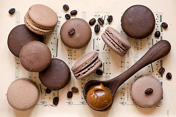 Coffee Beans and Macarons, sweet, Beans, Coffee, brown, Macaron, Coffee Bean, Macarons, Coffee Beans HD wallpaper