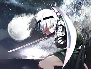 konpaku youmu, touhou, youmu, konpaku, sword HD wallpaper