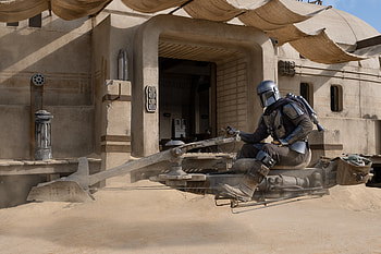 The Mandalorian With His Speeder Bike 2020, the-mandalorian-season-2, the-mandalorian, tv-shows, star-wars HD wallpaper