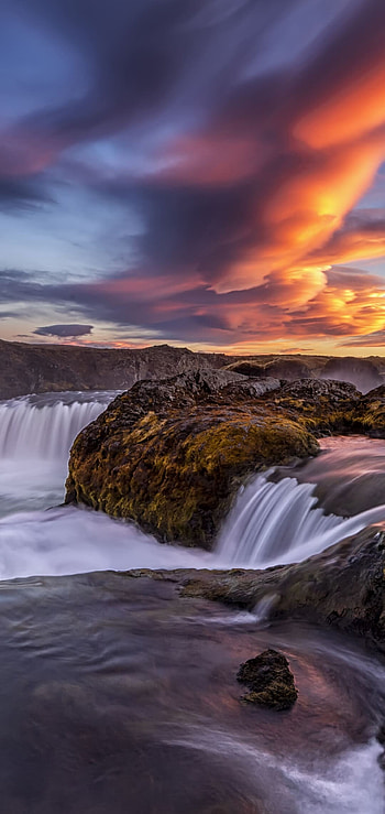 background, Mesmerizing waterfall, Nature's tranquility, Immersive beauty HD phone wallpaper