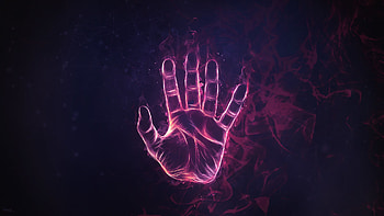 Hand. scan, blue flames, abstract, digital art HD wallpaper