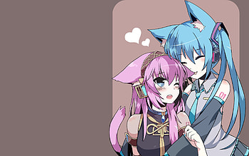 Vocaloid Hatsune Miku, Megurine Luka, Blue hair, Purple hair HD wallpaper