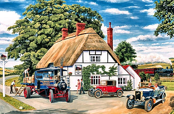 Railway Inn F1, architecture, art, cityscape, artwork, scenery, wide screen, inn, painting, Tudor HD wallpaper