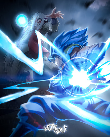 Gojeta vs Jiraya, duelo, naruto, dragon_ball, anime HD phone wallpaper
