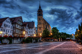 Germany, Cities, Flowers, Houses, Building, Square, r, Church, Area, Boeblingen, Beblingen HD wallpaper