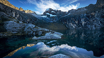 Laguna Churup, Huaraz, Peru, clouds, sky, water, mountains, lake, reflections HD wallpaper