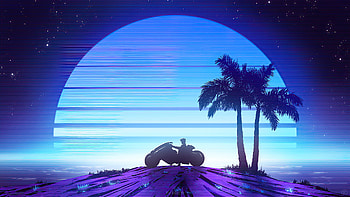 Riding To Synthwave Beach, synthwave, artist, artwork, digital-art, deviantart HD wallpaper