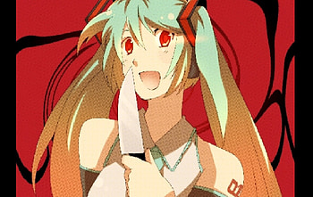miku gone bad?, miku, black, 01, red, knife, aqua, unistall HD wallpaper