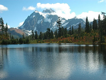 Mt Shukson and Lake, sky, water, lake, mountain HD wallpaper