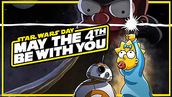 Maggie Simpson and BB-8, May the 4th (Star Wars Day) HD wallpaper