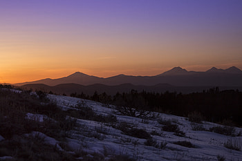 Nature, Sunset, Mountains, Snow, Hills, Slope HD wallpaper
