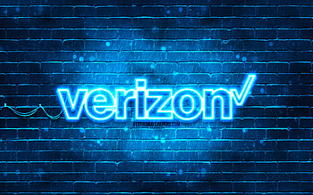 Verizon blue logo, , blue brickwall, Verizon logo, brands, Verizon neon logo, Verizon HD wallpaper