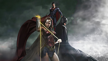 Wonder Woman Superman And Batman Stand Together, wonder-woman, superman, batman, superheroes, artwork, artist, digital-art HD wallpaper