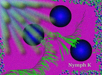 Painting, blue balls, leaves, abstract, modern art HD wallpaper