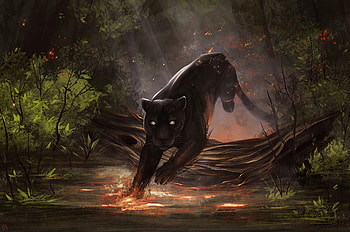 Black panther, fantasy, art HD wallpaper