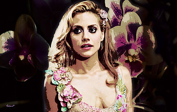 Brittany Murphy, by cehenot, art, poster, girl, actress, woman, pink, flower, orchid HD wallpaper