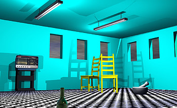 Blue Walls, blue, checker floor, room, radio, wall HD wallpaper