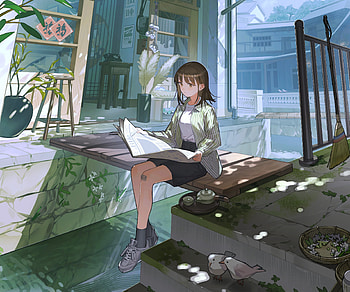 Serene Anime Girl Reading by the Stream |, Anime, girl, anime girl HD wallpaper