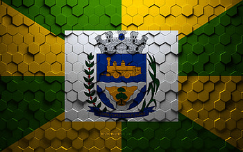 Flag of Ourinhos, honeycomb art, Ourinhos hexagons flag, Ourinhos 3d hexagons art, Ourinhos flag HD wallpaper