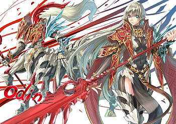 Warrior, bicolored eyes, weapon, girl, long hair, armor HD wallpaper