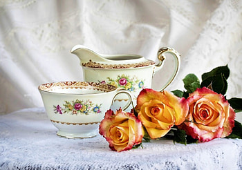 Still Life, roses, blossoms, tableware, flowers, porcelain HD wallpaper