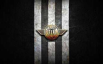 Club Libertad FC, golden logo, Paraguayan Primera Division, black metal background, football, Venezuelan football club, Club Libertad logo, soccer, Venezuelan Primera Division, Club Libertad HD wallpaper
