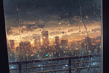 Window glass, surface, water drops, city HD wallpaper