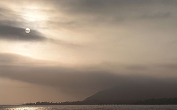 Nature, Sunset, Sky, Moon, Grey, Darkness, Haze HD wallpaper