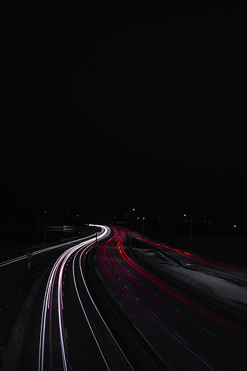 Night, Lights, Dark, Road, Long Exposure, Darkness HD phone wallpaper