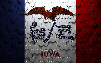 Flag of Iowa, honeycomb art, Iowa hexagons flag, Iowa, 3d hexagons art, Iowa flag HD wallpaper