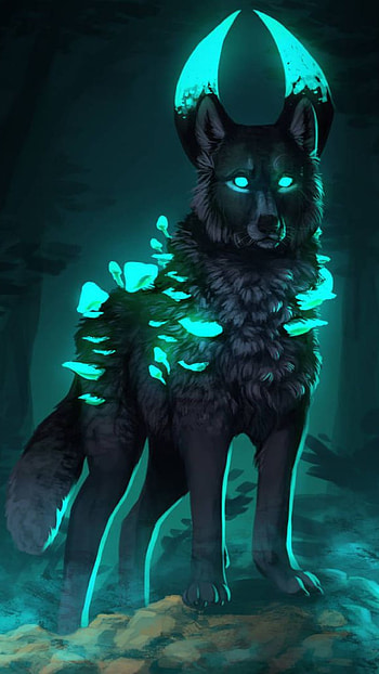 Mushroom Wolf, mushrooms, fungal, forest, Wolves, neon HD phone wallpaper