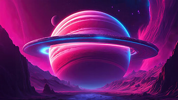 Giant Planet Scifi Synthwave , synthwave, planet, scifi, artist, artwork, digital-art, deviantart HD wallpaper