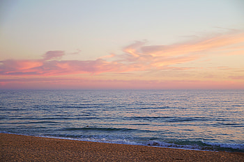 Calm beach, sunset, nature HD wallpaper