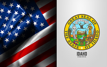 Seal of Idaho, USA Flag, Idaho emblem, Idaho coat of arms, Idaho badge, American flag, Idaho, USA HD wallpaper