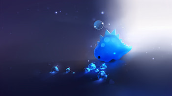 Blu dinosaur, blue, fantasy, art, apofiss, cute, dinosaur, bubble, dino HD wallpaper