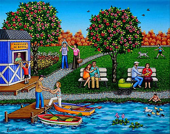 Boat rentals, boat, nature, people, fantasy HD wallpaper