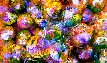 Abstract, Reflection, Petals, Balls, Greased, Smeared, Rendering HD wallpaper