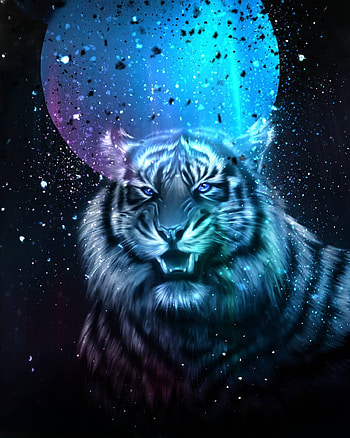 Frost tiger, big_cats, whiskers, cats, blue, planet, snow, cat, animal, animals HD phone wallpaper