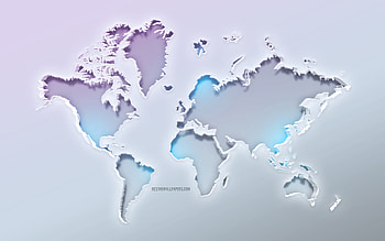 World map, continents, white background, indented world map, neon lights, world map concepts, creative world map HD wallpaper