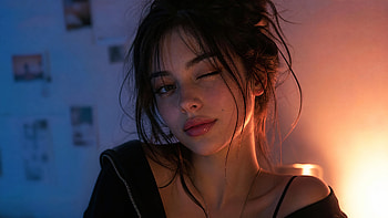 Neon Wink —, Woman, Portrait, Candlelight HD wallpaper