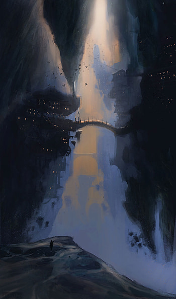 Art, Rocks, Dark, Bridge, Cave HD phone wallpaper