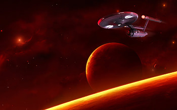 red, galaxy, planet, Star Trek, spaceship HD wallpaper