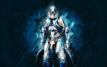 Gauss, Warframe, blue stone background, Warframe characters, Gauss Warframe, Gauss skin, creative art HD wallpaper