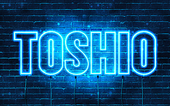 Happy Birtay Toshio, , blue neon lights, Toshio name, creative, Toshio Happy Birtay, Toshio Birtay, popular japanese male names, with Toshio name, Toshio HD wallpaper