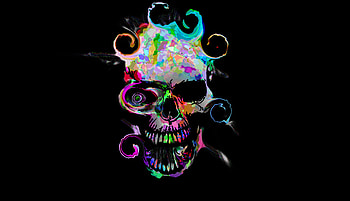 Artistic Colorful Skull, skull, artist, artwork, deviantart HD wallpaper